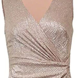Lauren Ralph Lauren Women's Metallic Surplice V-Neck Dress (0, Pink/Silver)